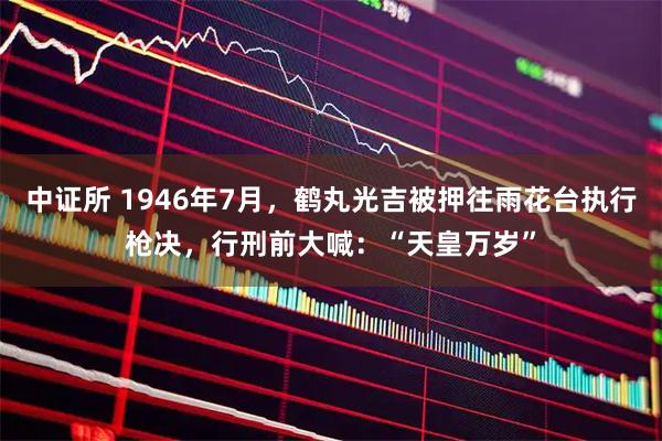 中证所 1946年7月，鹤丸光吉被押往雨花台执行枪决，行刑前大喊：“天皇万岁”